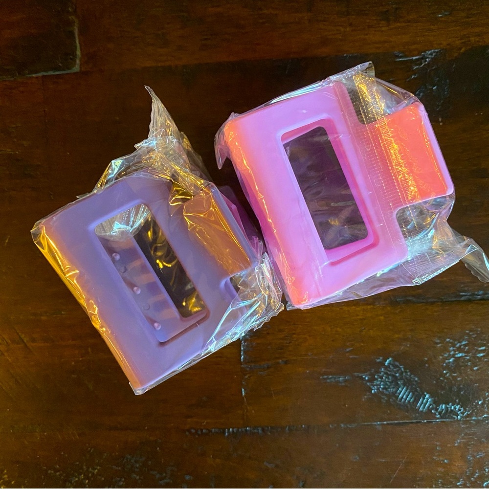 Pink and Purple Square Claw Clip Pair